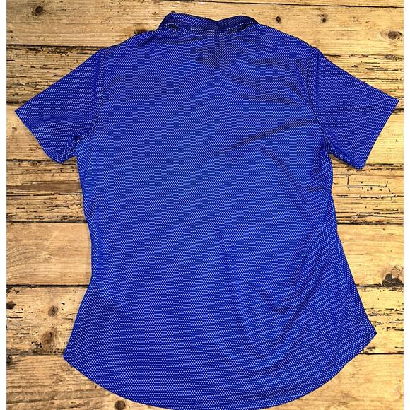 Adidas Women’s Size M Blue Polka Dot Short Sleeve Polo Shirt Golf NWOT - Picture 2 of 5